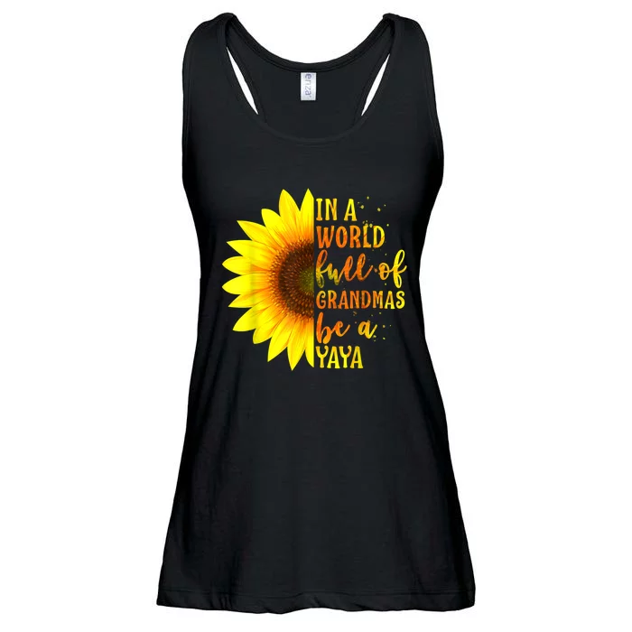 In A World Full Of Grandmas Be A Yaya Sunflower Mothers Day Ladies Essential Flowy Tank