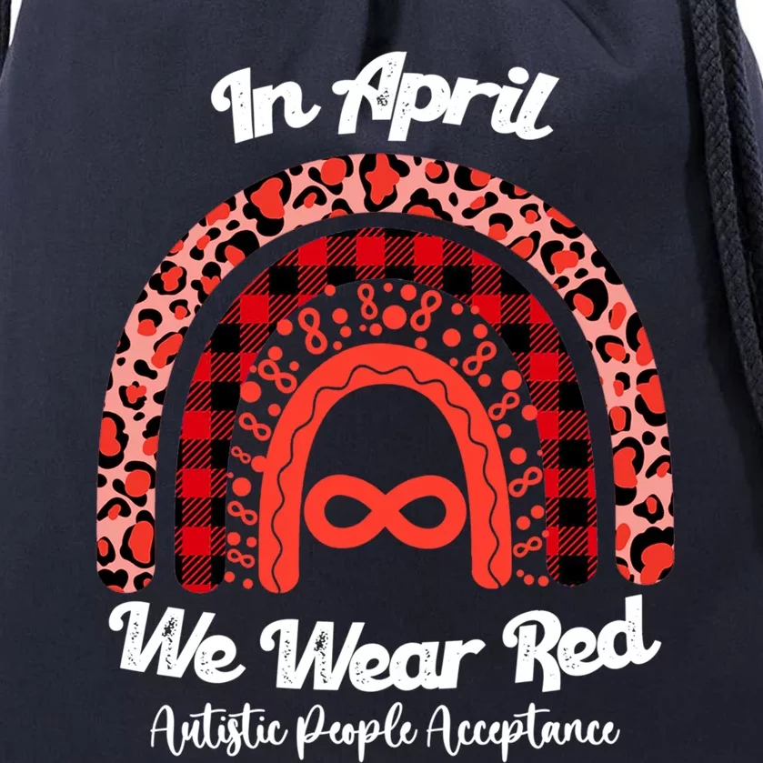 In April We Wear Red Instead Autism People Acceptance Gift Drawstring Bag