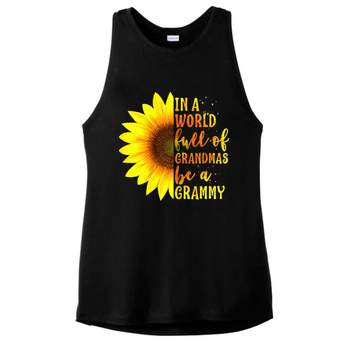 In A World Full Of Grandmas Be A Grammy Sunflower Mothers Day Ladies Tri-Blend Wicking Tank