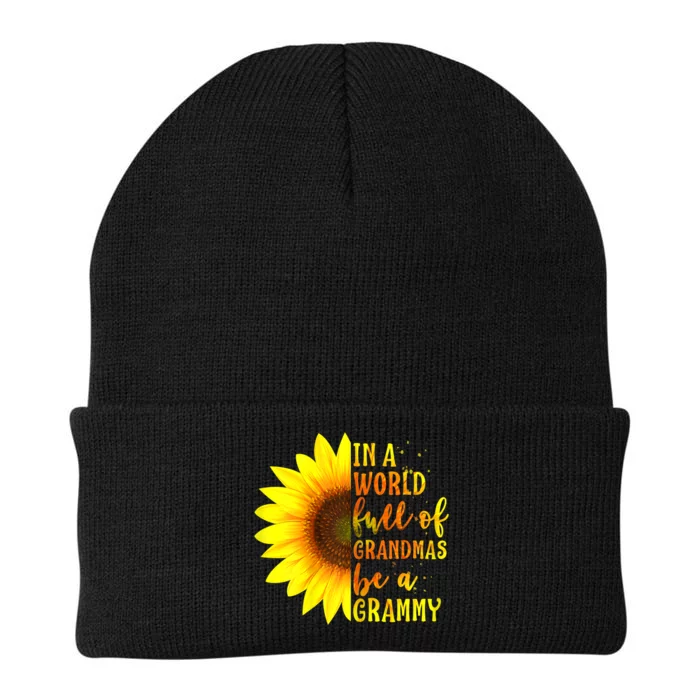 In A World Full Of Grandmas Be A Grammy Sunflower Mothers Day Knit Cap Winter Beanie