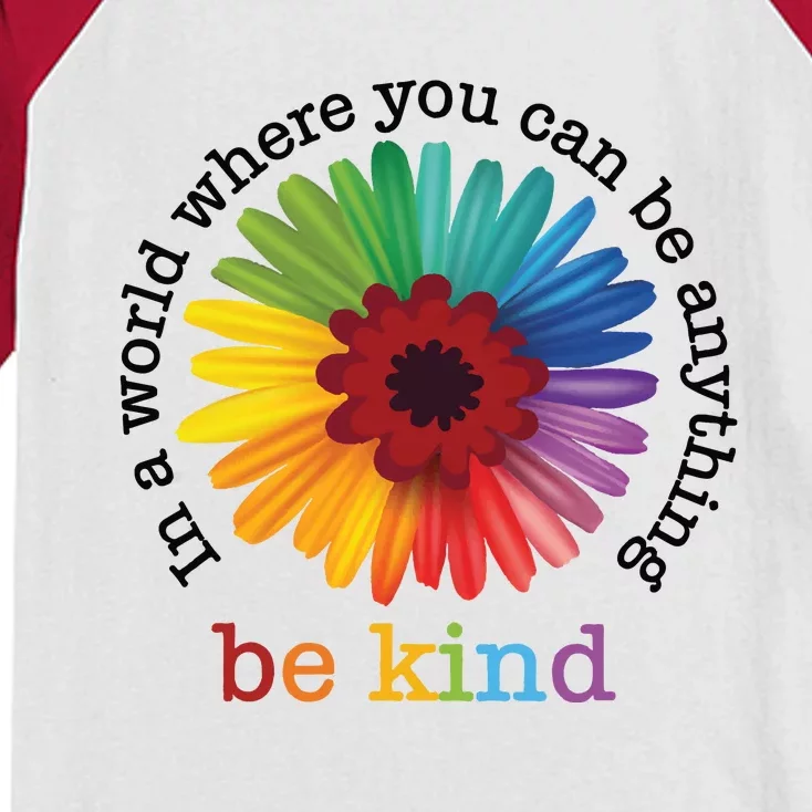 In A World Where You Can Be Anything Be Kind Kids Colorblock Raglan Jersey