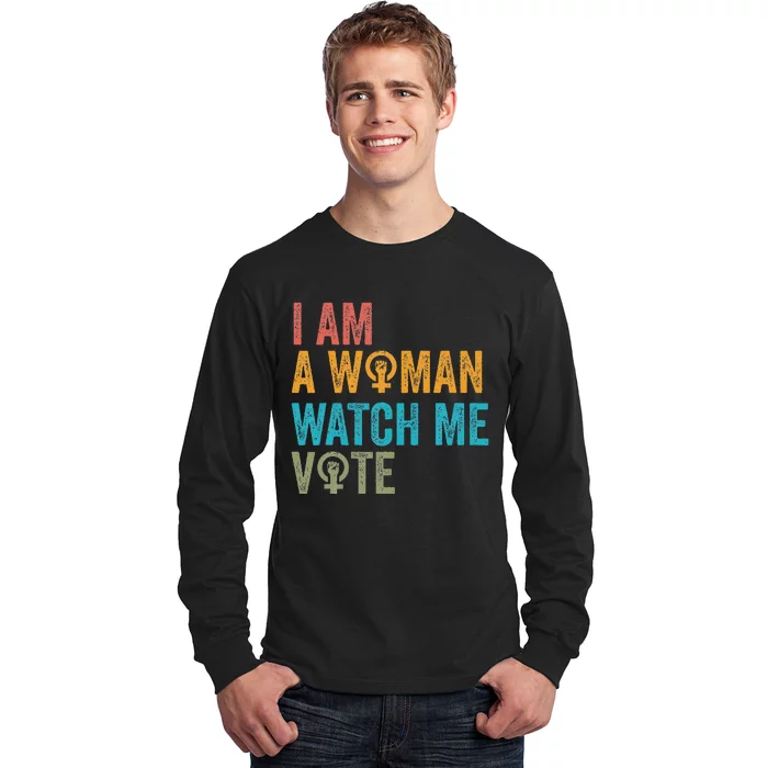 I Am Woman Watch Me Vote Vintage Long Sleeve Shirt