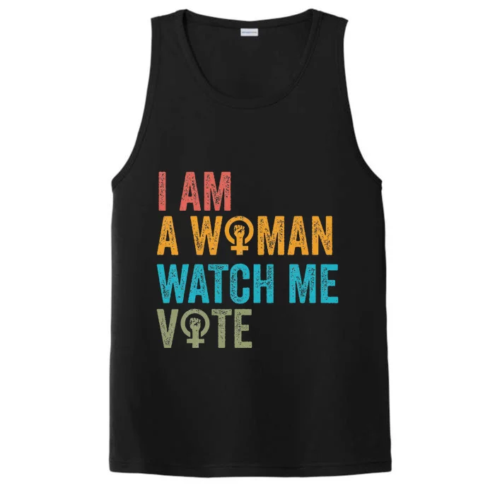 I Am Woman Watch Me Vote Vintage Performance Tank