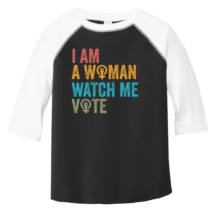 I Am Woman Watch Me Vote Vintage Toddler Fine Jersey T-Shirt