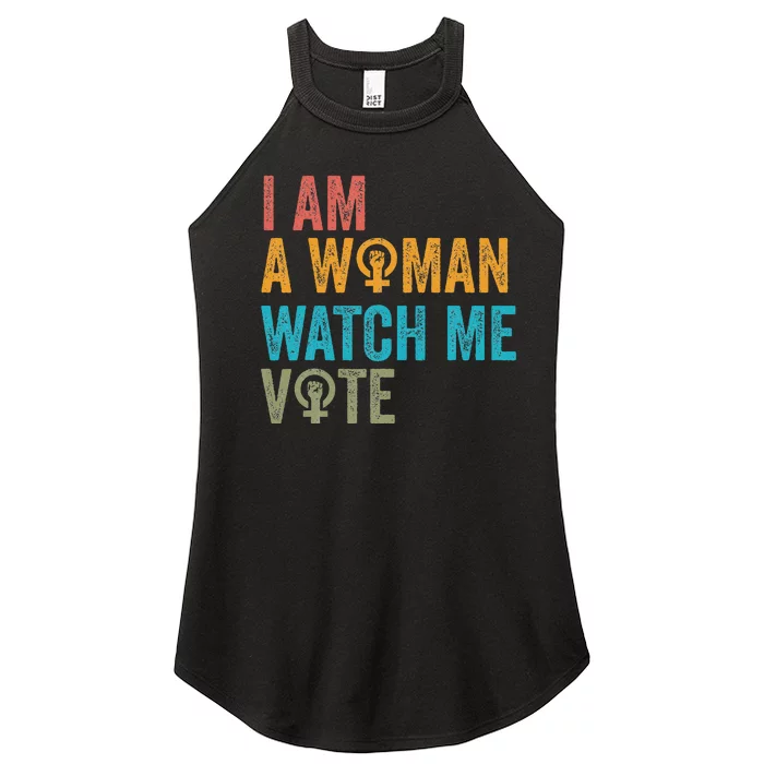 I Am Woman Watch Me Vote Vintage Women’s Perfect Tri Rocker Tank