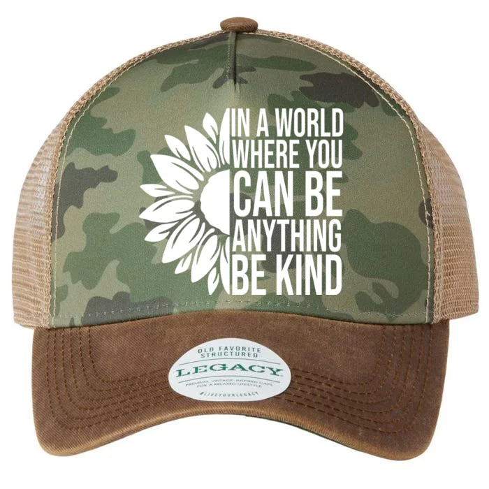 In A World Where You Can Be Anything Be Kind Sunflower Anti Bully Legacy Tie Dye Trucker Hat