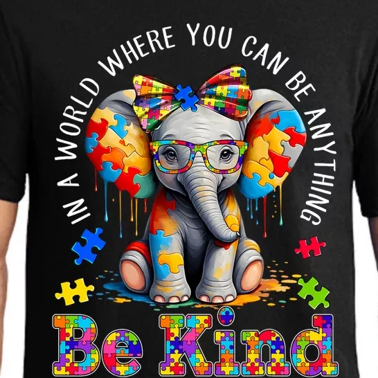 In A World Where You Can Be Anything Be Kind Autism Elephant Pajama Set