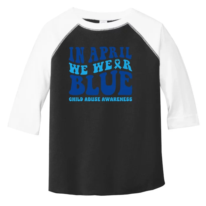 In April We Wear Blue Child Abuse Awareness Toddler Fine Jersey T-Shirt