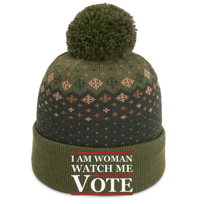 I Am Woman Watch Me Vote Feminist Presidential Election 2024 The Baniff Cuffed Pom Beanie