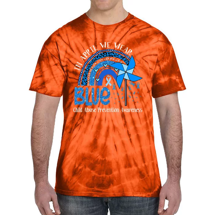 In April We Wear Blue For Child Abuse Prevention Awareness Tie-Dye T-Shirt