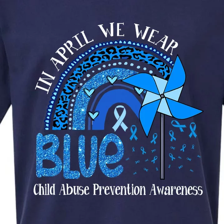 In April We Wear Blue For Child Abuse Prevention Awareness Sueded Cloud Jersey T-Shirt