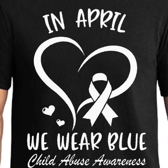 In April We Wear Blue Child Abuse Prevention Awareness Heart Pajama Set