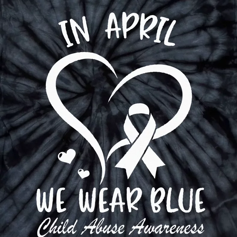 In April We Wear Blue Child Abuse Prevention Awareness Heart Tie-Dye T-Shirt