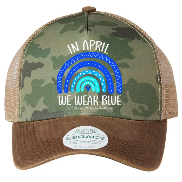 In April We Wear Blue Child Abuse Prevention Awareness Legacy Tie Dye Trucker Hat