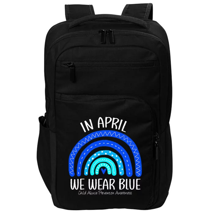 In April We Wear Blue Child Abuse Prevention Awareness Impact Tech Backpack