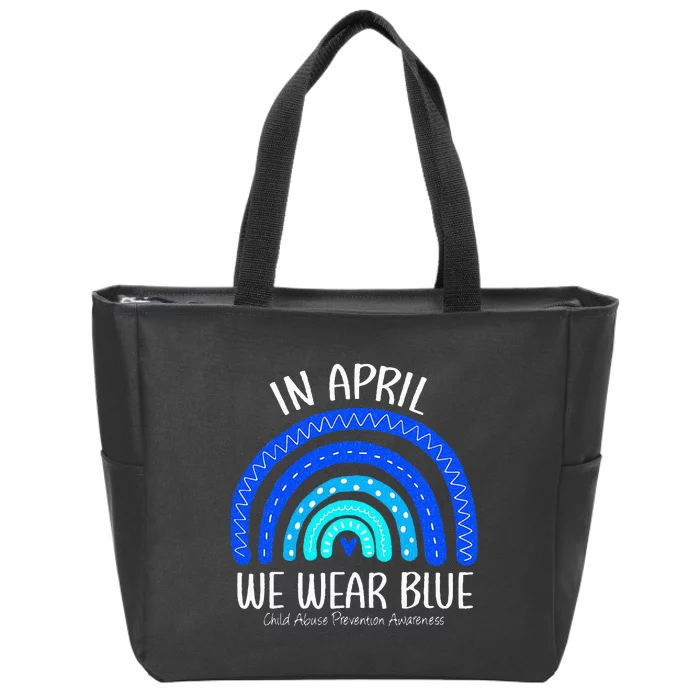 In April We Wear Blue Child Abuse Prevention Awareness Zip Tote Bag