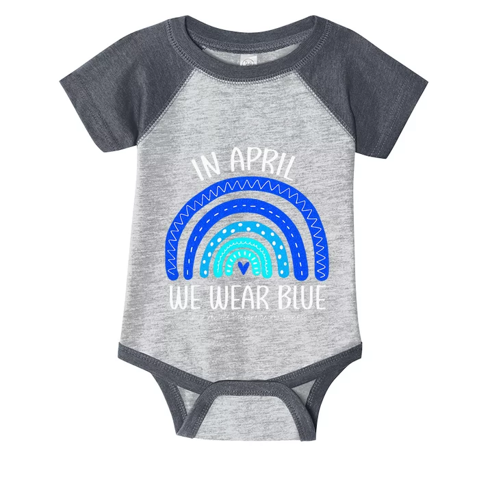 In April We Wear Blue Child Abuse Prevention Awareness Infant Baby Jersey Bodysuit