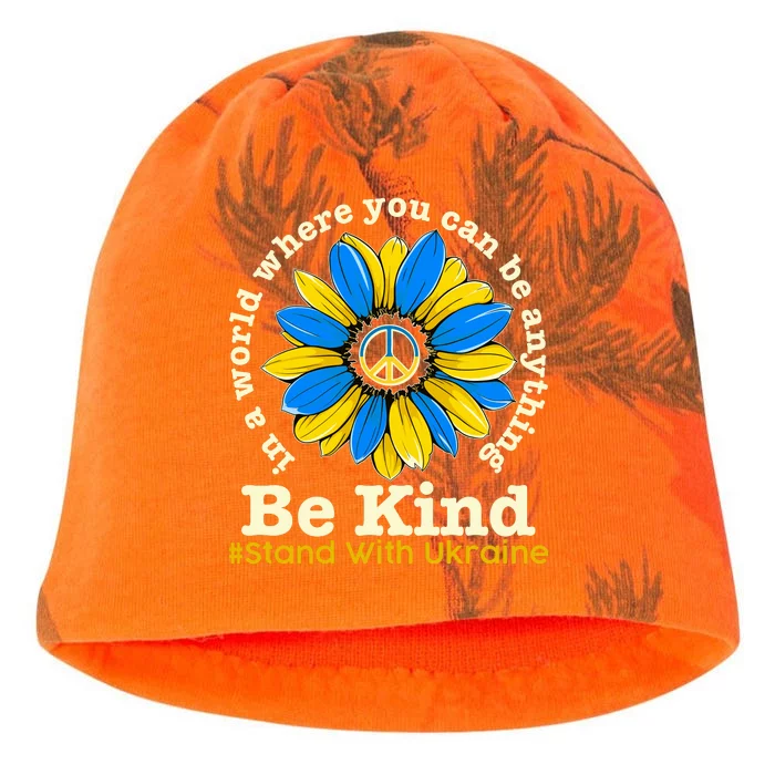 In A World Where You Can Be Anything Be Kind # Stand With Ukraine Kati - Camo Knit Beanie