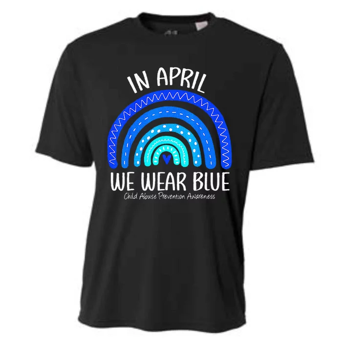 In April We Wear Blue Child Abuse Prevention Awareness Cooling Performance Crew T-Shirt