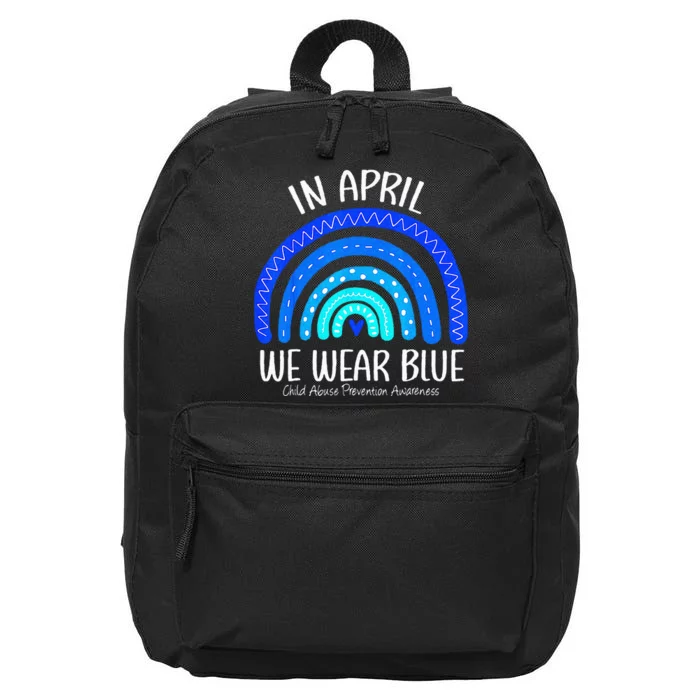 In April We Wear Blue Child Abuse Prevention Awareness 16 in Basic Backpack