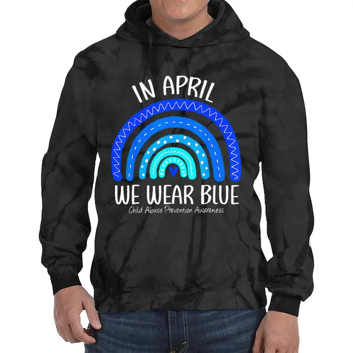 In April We Wear Blue Child Abuse Prevention Awareness Tie Dye Hoodie