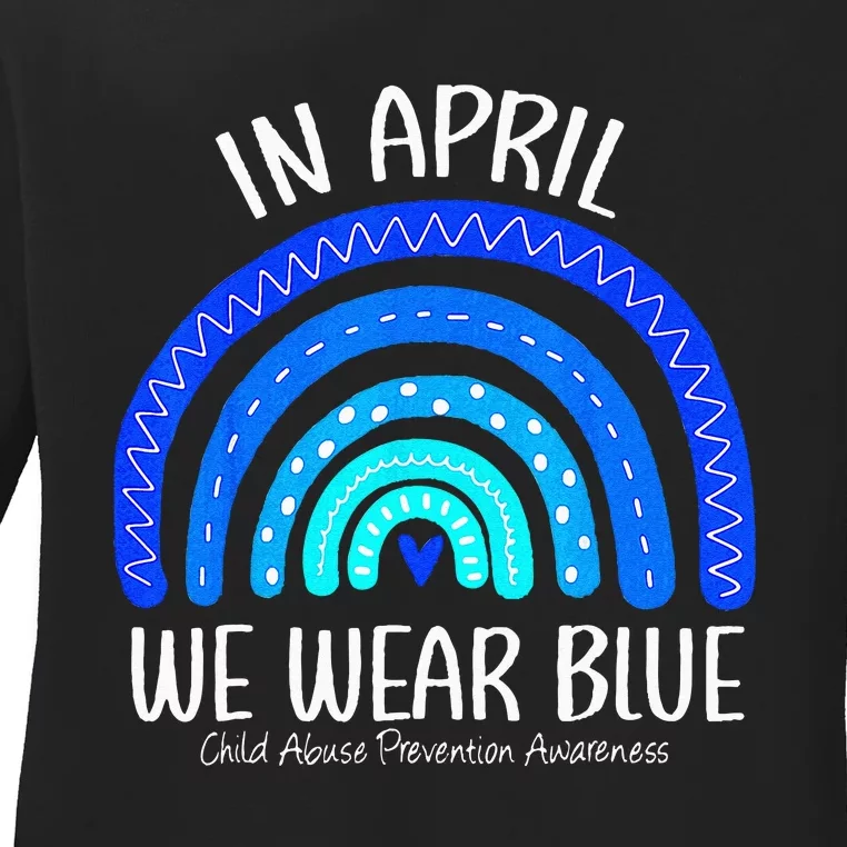 In April We Wear Blue Child Abuse Prevention Awareness Ladies Long Sleeve Shirt