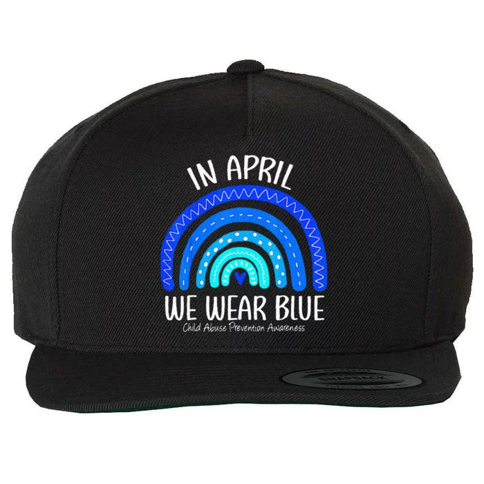 In April We Wear Blue Child Abuse Prevention Awareness Wool Snapback Cap