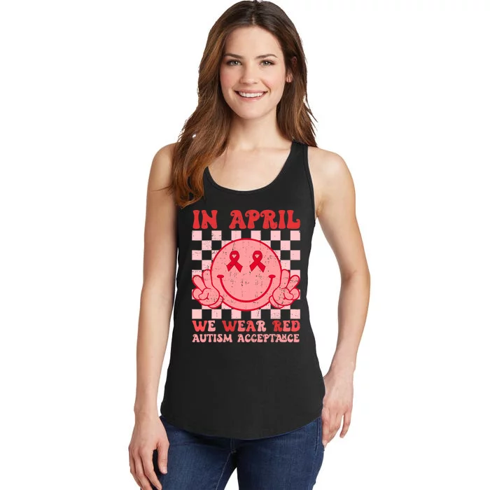 In April We Wear Red Instead Autism People Acceptance Ladies Essential Tank