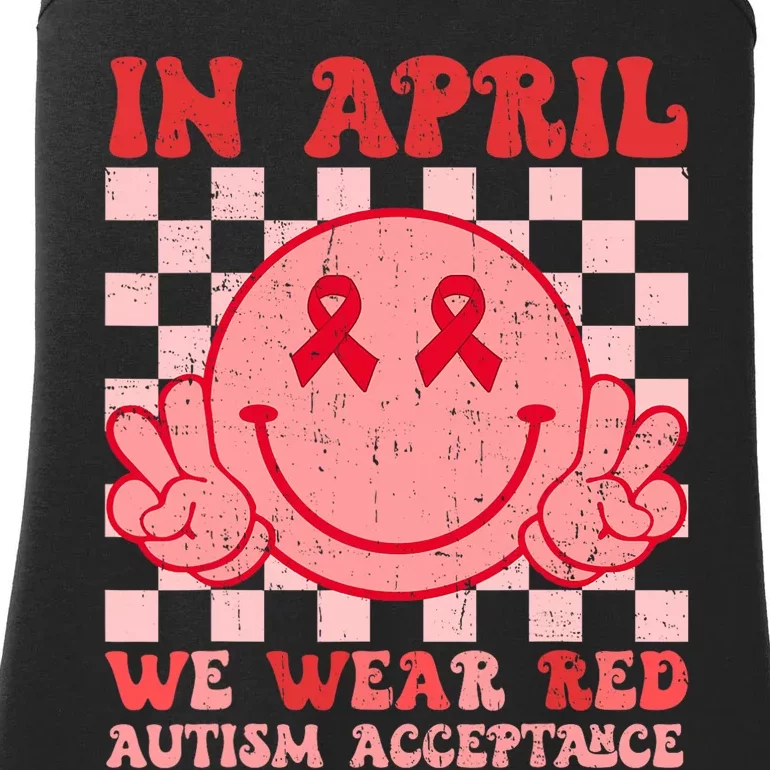 In April We Wear Red Instead Autism People Acceptance Ladies Essential Tank