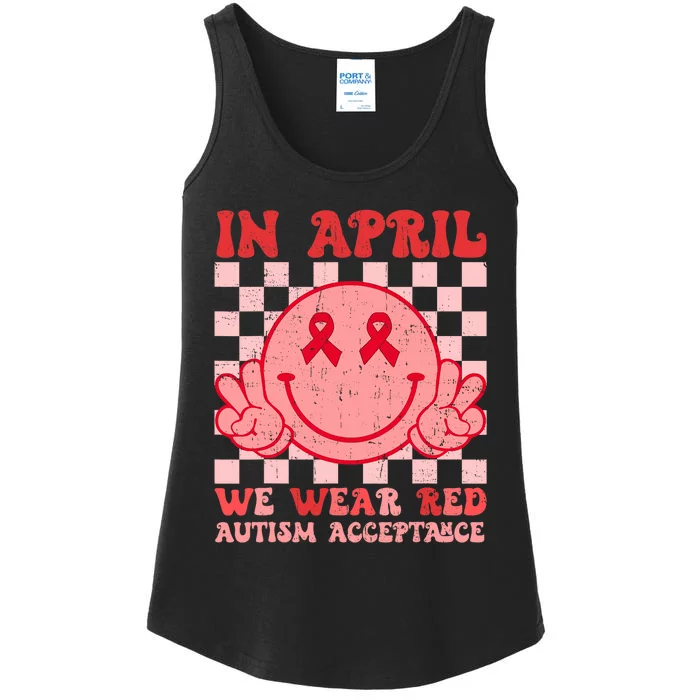 In April We Wear Red Instead Autism People Acceptance Ladies Essential Tank