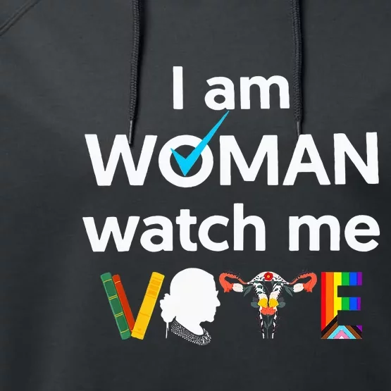 I Am Woman Watch Me Vote Performance Fleece Hoodie