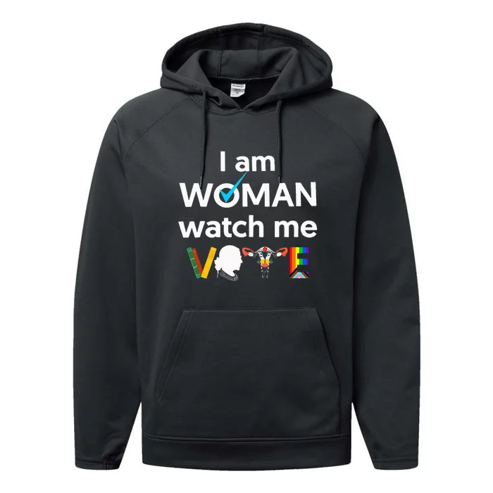 I Am Woman Watch Me Vote Performance Fleece Hoodie