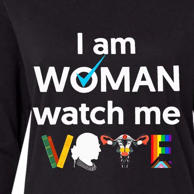 I Am Woman Watch Me Vote Womens Cotton Relaxed Long Sleeve T-Shirt