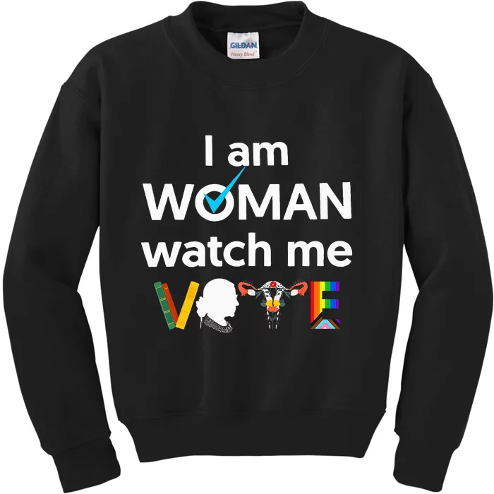 I Am Woman Watch Me Vote Kids Sweatshirt