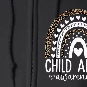 In April We Wear Blue Cool Child Abuse Prevention Awareness Full Zip Hoodie