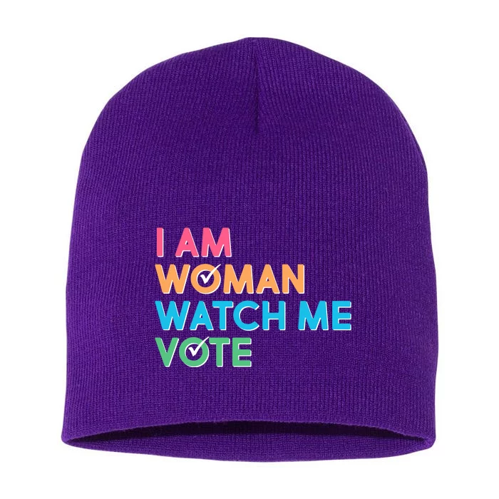 I Am Woman Watch Me Vote Short Acrylic Beanie