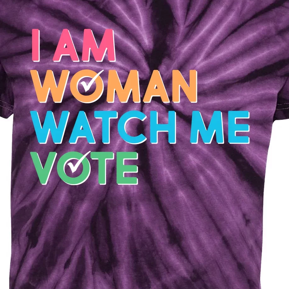 I Am Woman Watch Me Vote Kids Tie-Dye T-Shirt