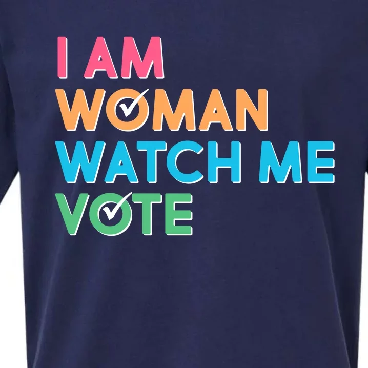 I Am Woman Watch Me Vote Sueded Cloud Jersey T-Shirt