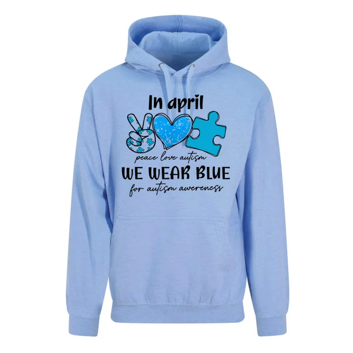 In April We Wear Blue Autism Awareness Unisex Surf Hoodie