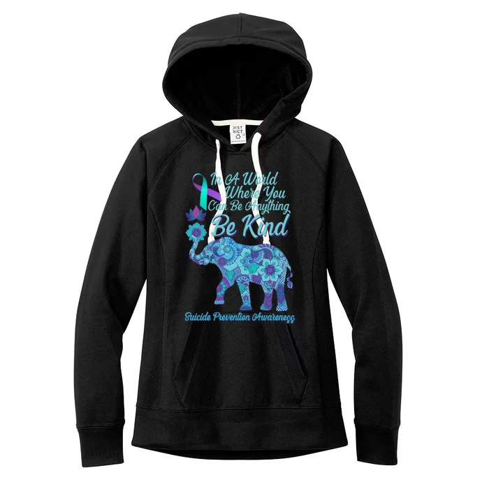 In A World Where You Can Be Anything Be Kind Elephant Women's Fleece Hoodie