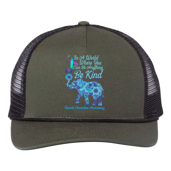 In A World Where You Can Be Anything Be Kind Elephant Retro Rope Trucker Hat Cap