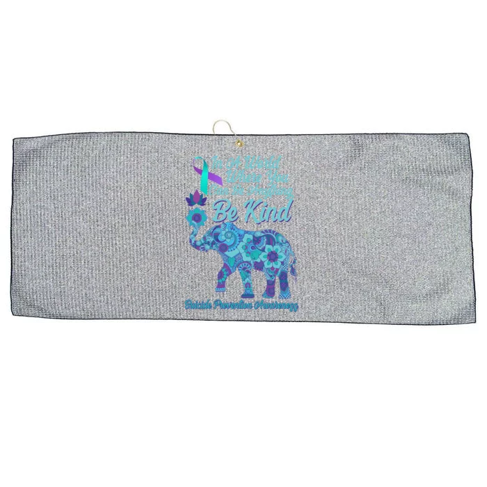 In A World Where You Can Be Anything Be Kind Elephant Large Microfiber Waffle Golf Towel