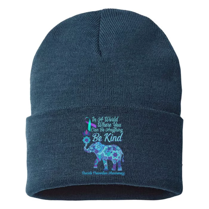 In A World Where You Can Be Anything Be Kind Elephant Sustainable Knit Beanie