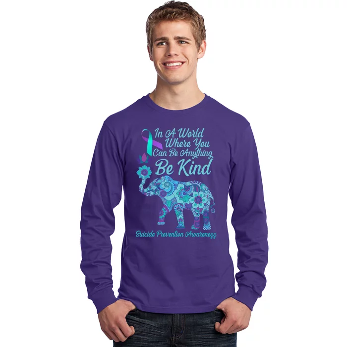 In A World Where You Can Be Anything Be Kind Elephant Long Sleeve Shirt