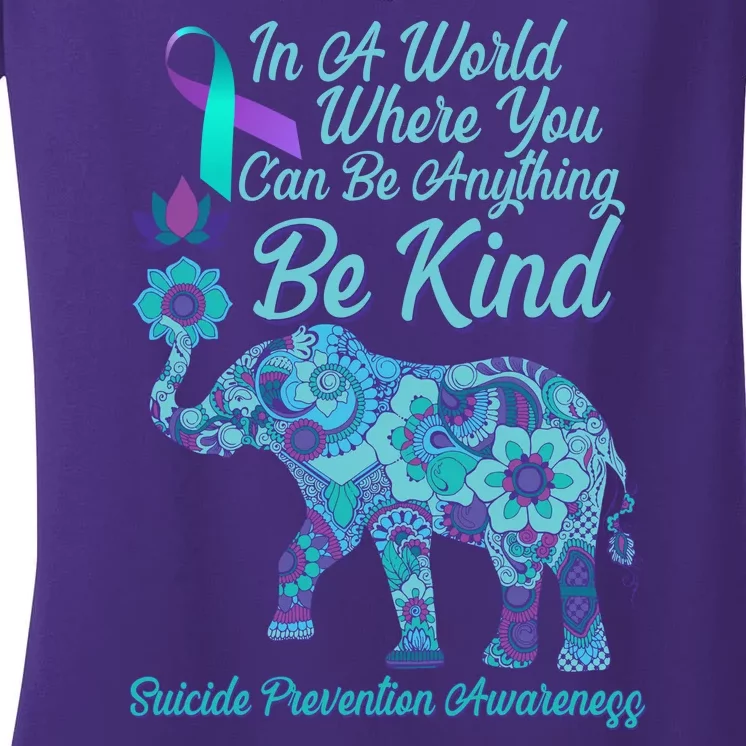 In A World Where You Can Be Anything Be Kind Elephant Women's V-Neck T-Shirt