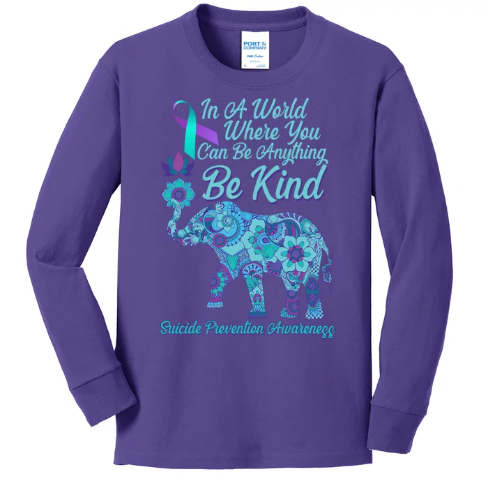 In A World Where You Can Be Anything Be Kind Elephant Kids Long Sleeve Shirt