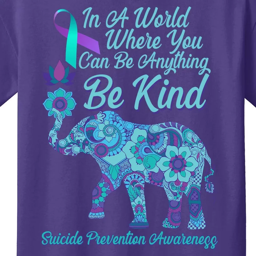 In A World Where You Can Be Anything Be Kind Elephant Kids T-Shirt