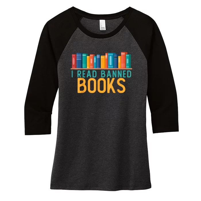 I Am With The Banned Books Shirts Funny I Read Banned Books Women's Tri-Blend 3/4-Sleeve Raglan Shirt