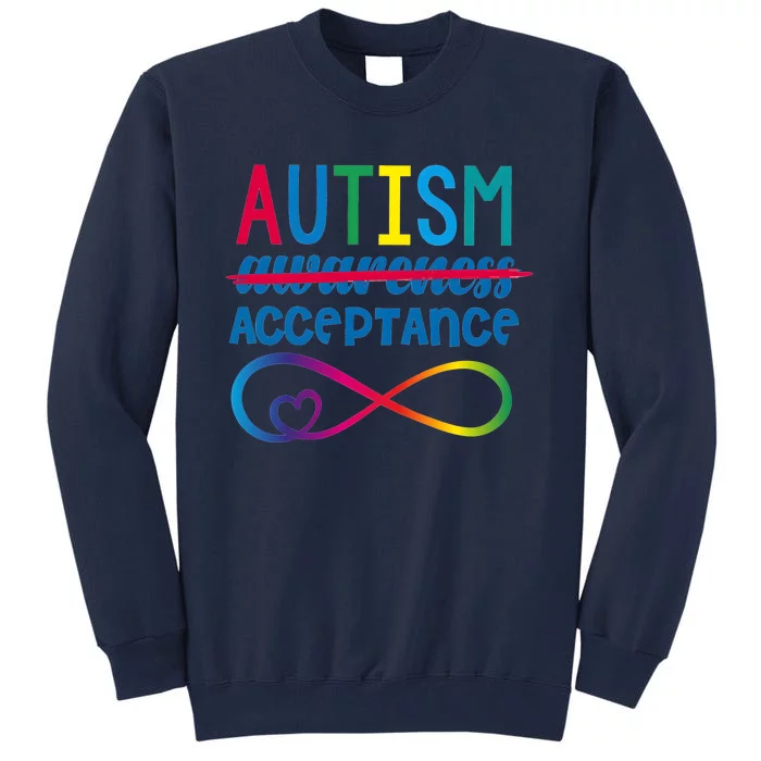 In April We Wear Red Autism Light Itup Red Autism Awareness Tall Sweatshirt