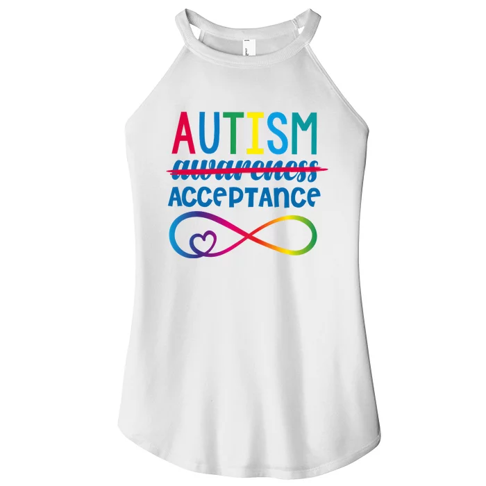 In April We Wear Red Autism Light Itup Red Autism Awareness Women’s Perfect Tri Rocker Tank